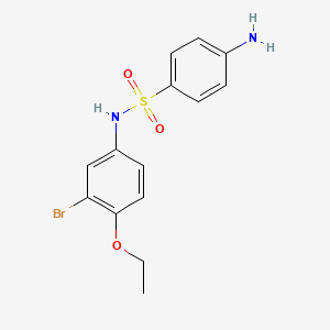 molecular formula C14H15BrN2O3S B2970843 4-amino-N-(3-bromo-4-ethoxyphenyl)benzene-1-sulfonamide CAS No. 156782-94-4