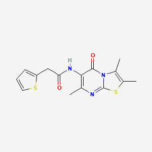 molecular formula C15H15N3O2S2 B2970847 2-(噻吩-2-基)-N-(2,3,7-三甲基-5-氧代-5H-噻唑并[3,2-a]嘧啶-6-基)乙酰胺 CAS No. 1021039-88-2