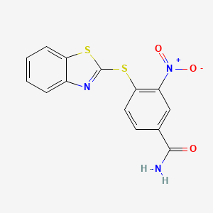 molecular formula C14H9N3O3S2 B2970855 4-(1,3-Benzothiazol-2-ylsulfanyl)-3-nitrobenzamide CAS No. 202207-34-9