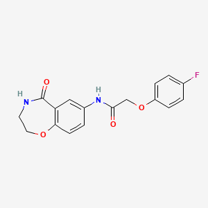 molecular formula C17H15FN2O4 B2970857 2-(4-fluorophenoxy)-N-(5-oxo-2,3,4,5-tetrahydrobenzo[f][1,4]oxazepin-7-yl)acetamide CAS No. 922078-90-8