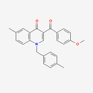 molecular formula C26H23NO3 B2970860 3-(4-methoxybenzoyl)-6-methyl-1-(4-methylbenzyl)quinolin-4(1H)-one CAS No. 866809-30-5