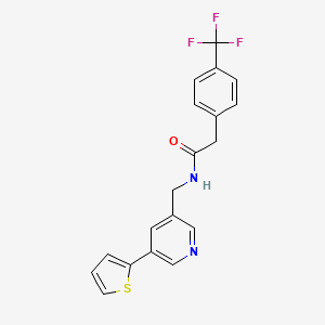 molecular formula C19H15F3N2OS B2970867 N-((5-(噻吩-2-基)吡啶-3-基)甲基)-2-(4-(三氟甲基)苯基)乙酰胺 CAS No. 2034486-08-1