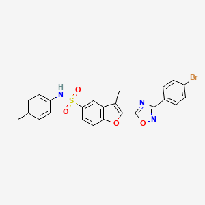 molecular formula C24H18BrN3O4S B2970870 2-[3-(4-bromophenyl)-1,2,4-oxadiazol-5-yl]-3-methyl-N-(4-methylphenyl)-1-benzofuran-5-sulfonamide CAS No. 1358706-85-0