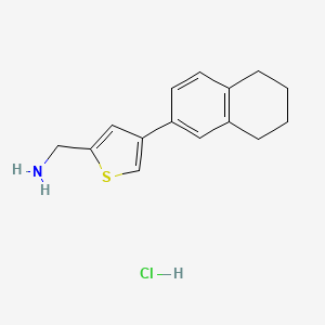 molecular formula C15H18ClNS B2970872 [4-(5,6,7,8-四氢萘-2-基)噻吩-2-基]甲胺；盐酸盐 CAS No. 2173996-30-8