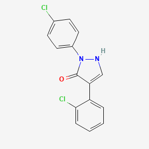 molecular formula C15H10Cl2N2O B2970873 4-(2-chlorophenyl)-2-(4-chlorophenyl)-1,2-dihydro-3H-pyrazol-3-one CAS No. 400076-69-9