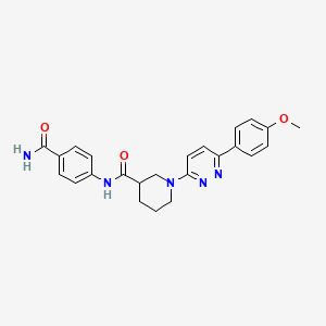 molecular formula C24H25N5O3 B2970880 N-(4-氨基甲酰基苯基)-1-(6-(4-甲氧基苯基)哒嗪-3-基)哌啶-3-甲酰胺 CAS No. 1105213-00-0
