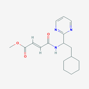 molecular formula C17H23N3O3 B2970884 Methyl (E)-4-[(2-cyclohexyl-1-pyrimidin-2-ylethyl)amino]-4-oxobut-2-enoate CAS No. 2411337-83-0