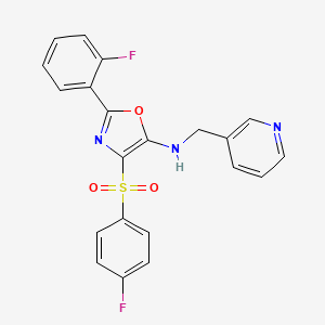 molecular formula C21H15F2N3O3S B2970895 2-(2-fluorophenyl)-4-((4-fluorophenyl)sulfonyl)-N-(pyridin-3-ylmethyl)oxazol-5-amine CAS No. 862798-76-3