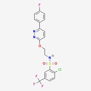 molecular formula C19H14ClF4N3O3S B2970896 2-chloro-N-(2-((6-(4-fluorophenyl)pyridazin-3-yl)oxy)ethyl)-5-(trifluoromethyl)benzenesulfonamide CAS No. 920213-40-7