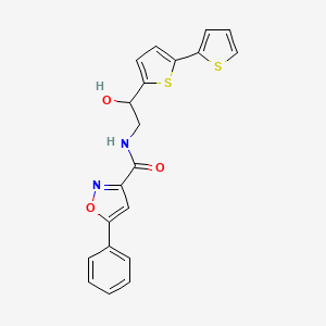 molecular formula C20H16N2O3S2 B2970899 N-(2-{[2,2'-bithiophene]-5-yl}-2-hydroxyethyl)-5-phenyl-1,2-oxazole-3-carboxamide CAS No. 2320928-12-7