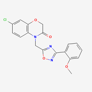 molecular formula C18H14ClN3O4 B2970900 7-chloro-4-((3-(2-methoxyphenyl)-1,2,4-oxadiazol-5-yl)methyl)-2H-benzo[b][1,4]oxazin-3(4H)-one CAS No. 1105215-43-7