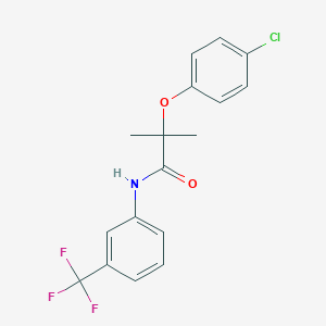 molecular formula C17H15ClF3NO2 B297091 2-(4-chlorophenoxy)-2-methyl-N-[3-(trifluoromethyl)phenyl]propanamide 