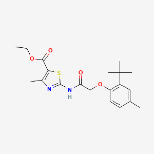 molecular formula C20H26N2O4S B2970916 2-(2-(2-(叔丁基)-4-甲基苯氧基)乙酰氨基)-4-甲基噻唑-5-羧酸乙酯 CAS No. 459152-42-2