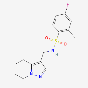 molecular formula C15H18FN3O2S B2970918 4-氟-2-甲基-N-((4,5,6,7-四氢吡唑并[1,5-a]吡啶-3-基)甲基)苯磺酰胺 CAS No. 2034547-50-5