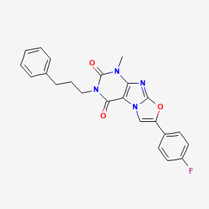 molecular formula C23H19FN4O3 B2970920 7-(4-fluorophenyl)-1-methyl-3-(3-phenylpropyl)oxazolo[2,3-f]purine-2,4(1H,3H)-dione CAS No. 899947-88-7