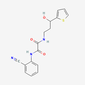 molecular formula C16H15N3O3S B2970922 N1-(2-cyanophenyl)-N2-(3-hydroxy-3-(thiophen-2-yl)propyl)oxalamide CAS No. 1448065-34-6