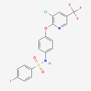 molecular formula C18H11ClF3IN2O3S B2970927 N-(4-{[3-chloro-5-(trifluoromethyl)-2-pyridinyl]oxy}phenyl)-4-iodobenzenesulfonamide CAS No. 343373-51-3