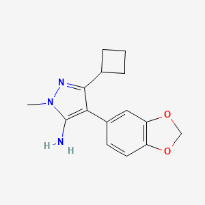 molecular formula C15H17N3O2 B2970930 4-(2H-1,3-benzodioxol-5-yl)-5-cyclobutyl-2-methyl-2,3-dihydro-1H-pyrazol-3-imine CAS No. 1355661-35-6