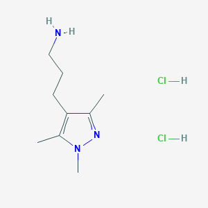 molecular formula C9H19Cl2N3 B2970931 3-(1,3,5-三甲基吡唑-4-基)丙-1-胺；二盐酸盐 CAS No. 2413870-66-1