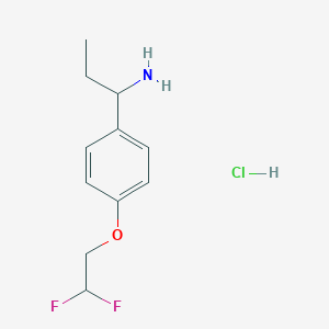 molecular formula C11H16ClF2NO B2970936 1-[4-(2,2-Difluoroethoxy)phenyl]propan-1-amine hydrochloride CAS No. 1431963-43-7