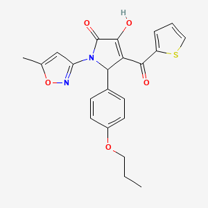 molecular formula C22H20N2O5S B2970941 3-hydroxy-1-(5-methylisoxazol-3-yl)-5-(4-propoxyphenyl)-4-(thiophene-2-carbonyl)-1H-pyrrol-2(5H)-one CAS No. 618873-29-3