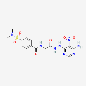 molecular formula C15H18N8O6S B2970947 N-[2-[2-(6-amino-5-nitropyrimidin-4-yl)hydrazinyl]-2-oxoethyl]-4-(dimethylsulfamoyl)benzamide CAS No. 450346-17-5