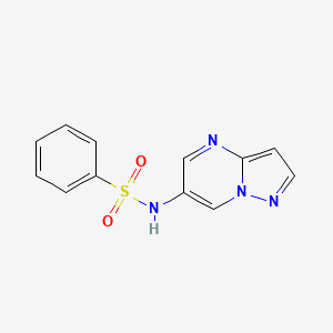 molecular formula C12H10N4O2S B2970948 N-(pyrazolo[1,5-a]pyrimidin-6-yl)benzenesulfonamide CAS No. 2034621-76-4
