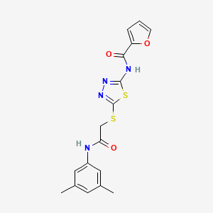 molecular formula C17H16N4O3S2 B2970952 N-[5-[2-(3,5-二甲基苯胺基)-2-氧代乙基]硫代-1,3,4-噻二唑-2-基]呋喃-2-甲酰胺 CAS No. 392296-21-8