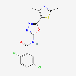 molecular formula C14H10Cl2N4O2S B2970954 2,5-dichloro-N-(5-(2,4-dimethylthiazol-5-yl)-1,3,4-oxadiazol-2-yl)benzamide CAS No. 1251685-26-3