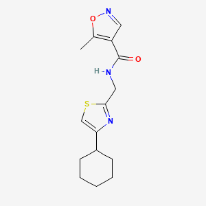 molecular formula C15H19N3O2S B2970958 N-((4-cyclohexylthiazol-2-yl)methyl)-5-methylisoxazole-4-carboxamide CAS No. 2034240-17-8