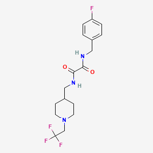 molecular formula C17H21F4N3O2 B2970960 N'-[(4-Fluorophenyl)methyl]-N-[[1-(2,2,2-trifluoroethyl)piperidin-4-yl]methyl]oxamide CAS No. 2309341-23-7