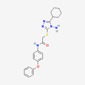 molecular formula C22H25N5O2S B2970962 2-((4-amino-5-cyclohexyl-4H-1,2,4-triazol-3-yl)thio)-N-(4-phenoxyphenyl)acetamide CAS No. 578732-53-3