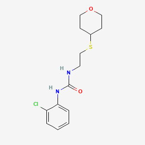 molecular formula C14H19ClN2O2S B2970966 1-(2-氯苯基)-3-(2-((四氢-2H-吡喃-4-基)硫代)乙基)脲 CAS No. 2034525-44-3