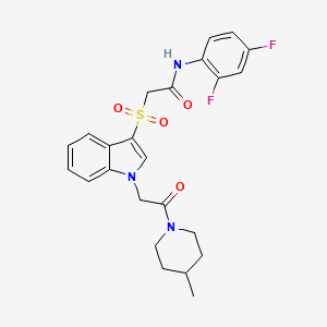 molecular formula C24H25F2N3O4S B2970967 N-(2,4-difluorophenyl)-2-((1-(2-(4-methylpiperidin-1-yl)-2-oxoethyl)-1H-indol-3-yl)sulfonyl)acetamide CAS No. 878059-60-0