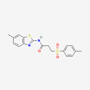 molecular formula C18H18N2O3S2 B2970975 N-(6-甲基苯并[d]噻唑-2-基)-3-甲苯磺酰基丙酰胺 CAS No. 895472-52-3