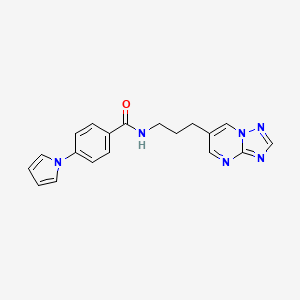 molecular formula C19H18N6O B2970977 N-(3-([1,2,4]triazolo[1,5-a]pyrimidin-6-yl)propyl)-4-(1H-pyrrol-1-yl)benzamide CAS No. 2034557-74-7