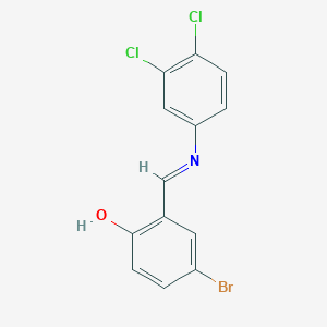 molecular formula C13H8BrCl2NO B2970995 4-bromo-2-{(E)-[(3,4-dichlorophenyl)imino]methyl}phenol CAS No. 1598429-04-9