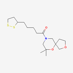 molecular formula C17H29NO3S2 B2970997 1-{7,7-Dimethyl-2,6-dioxa-9-azaspiro[4.5]decan-9-yl}-5-(1,2-dithiolan-3-yl)pentan-1-one CAS No. 1808440-26-7