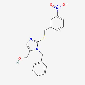 molecular formula C18H17N3O3S B2970998 (1-benzyl-2-((3-nitrobenzyl)thio)-1H-imidazol-5-yl)methanol CAS No. 899748-08-4