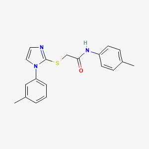 molecular formula C19H19N3OS B2971007 N-(4-methylphenyl)-2-[1-(3-methylphenyl)imidazol-2-yl]sulfanylacetamide CAS No. 851131-04-9