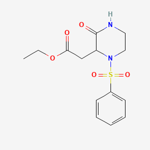 molecular formula C14H18N2O5S B2971009 Ethyl 2-[1-(benzenesulfonyl)-3-oxopiperazin-2-yl]acetate CAS No. 318288-70-9
