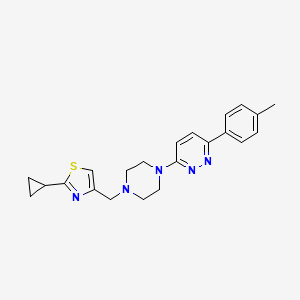 molecular formula C22H25N5S B2971013 2-Cyclopropyl-4-[[4-[6-(4-methylphenyl)pyridazin-3-yl]piperazin-1-yl]methyl]-1,3-thiazole CAS No. 2380191-69-3