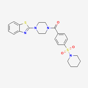 molecular formula C23H26N4O3S2 B2971022 (4-(Benzo[d]thiazol-2-yl)piperazin-1-yl)(4-(piperidin-1-ylsulfonyl)phenyl)methanone CAS No. 681158-49-6