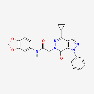 molecular formula C23H19N5O4 B2971036 N-(苯并[d][1,3]二氧杂环-5-基)-2-(4-环丙基-7-氧代-1-苯基-1H-吡唑并[3,4-d]嘧啶-6(7H)-基)乙酰胺 CAS No. 1105239-41-5