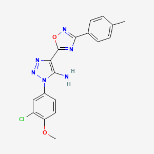 molecular formula C18H15ClN6O2 B2971038 1-(3-chloro-4-methoxyphenyl)-4-(3-(p-tolyl)-1,2,4-oxadiazol-5-yl)-1H-1,2,3-triazol-5-amine CAS No. 892775-64-3