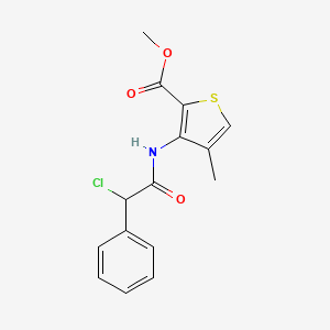 molecular formula C15H14ClNO3S B2971046 Methyl 3-[(2-chloro-2-phenylacetyl)amino]-4-methyl-2-thiophenecarboxylate CAS No. 866150-44-9