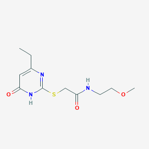 molecular formula C11H17N3O3S B2971053 2-((4-ethyl-6-oxo-1,6-dihydropyrimidin-2-yl)thio)-N-(2-methoxyethyl)acetamide CAS No. 899743-91-0