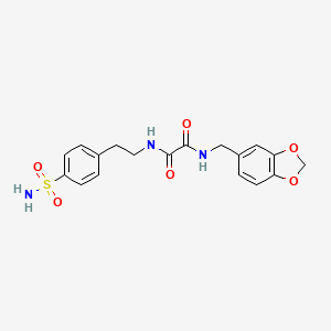 molecular formula C18H19N3O6S B2971058 N1-(benzo[d][1,3]dioxol-5-ylmethyl)-N2-(4-sulfamoylphenethyl)oxalamide CAS No. 941962-76-1
