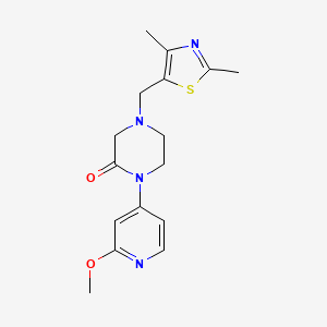 molecular formula C16H20N4O2S B2971066 4-[(2,4-Dimethyl-1,3-thiazol-5-yl)methyl]-1-(2-methoxypyridin-4-yl)piperazin-2-one CAS No. 2380097-54-9