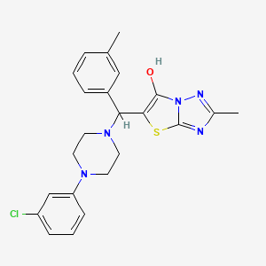 molecular formula C23H24ClN5OS B2971067 5-((4-(3-Chlorophenyl)piperazin-1-yl)(m-tolyl)methyl)-2-methylthiazolo[3,2-b][1,2,4]triazol-6-ol CAS No. 869344-02-5